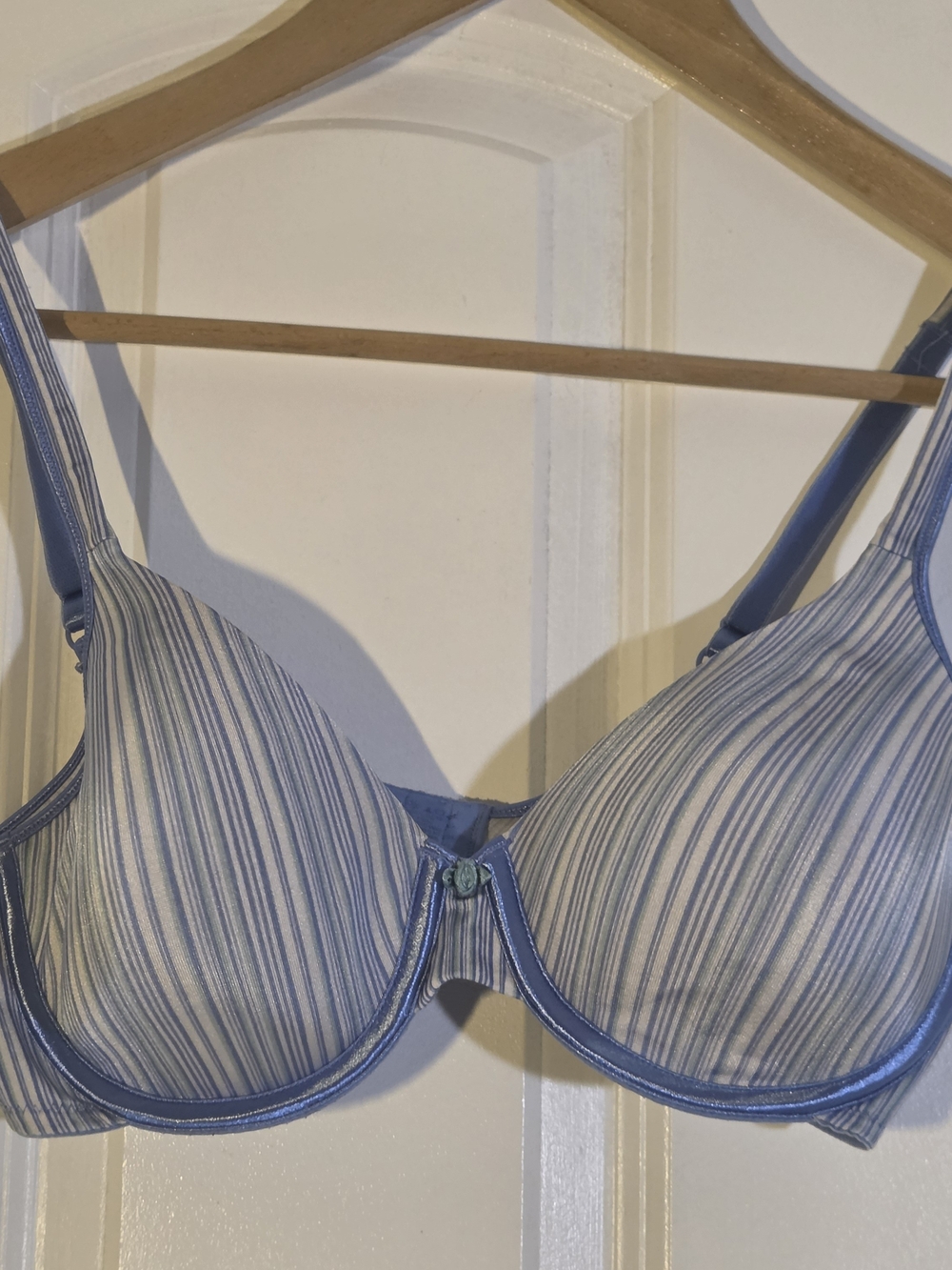 Bali Bra 36C Blue White Stripe Underwire T-Shirt Lightly Lined